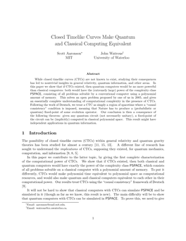 Closed Timelike Curves Make Quantum and Classical Computing Equivalent