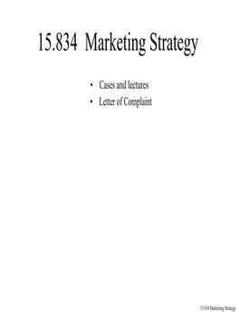 15.834 Marketing Strategy