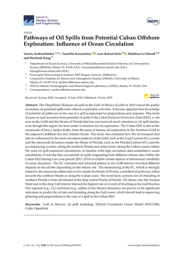 Pathways of Oil Spills from Potential Cuban Offshore Exploration