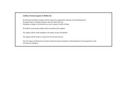 Conflicts of Interest Register for BNSSG CCG All Staff and Committee Members Will Be Required to Update Their Interests at the F