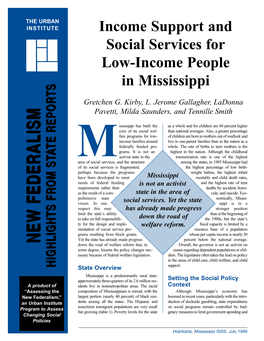 Income Support and Social Services for Low-Income People in Mississippi