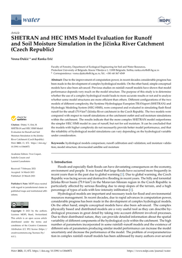 SHETRAN and HEC HMS Model Evaluation for Runoff and Soil Moisture Simulation in the Jiˇcinkariver Catchment (Czech Republic)