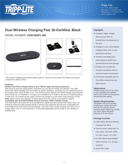 Dual Wireless Charging Pad, Qi-Certified, Black