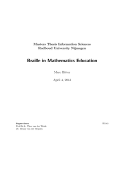 Braille in Mathematics Education