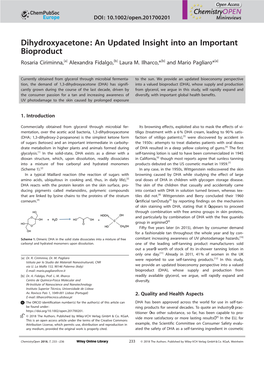 Dihydroxyacetone: an Updated Insight Into an Important Bioproduct