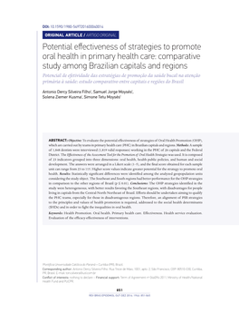 Potential Effectiveness of Strategies to Promote Oral