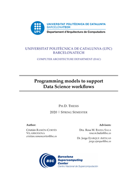 Programming Models to Support Data Science Workflows