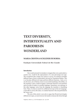 Text Diversity, Intertextuality and Parodies in Wonderland