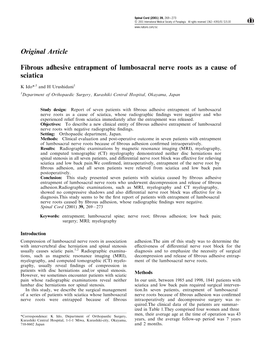 Fibrous Adhesive Entrapment of Lumbosacral Nerve Roots As a Cause of Sciatica