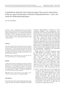 Considerations About the Late Cretaceous Genus Chirocentrites