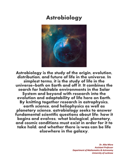 Astrobiology Life in the Universe