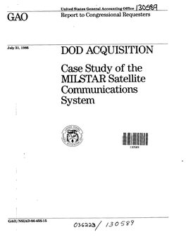 NSIAD-86-45S-15 DOD Acquisition: Case Study of the MILSTAR