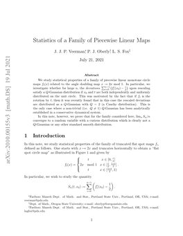 Arxiv:2010.00155V3 [Math.DS] 19 Jul 2021 Statistics of a Family Of