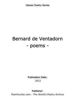 Bernard De Ventadorn - Poems