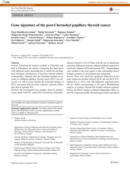 Gene Signature of the Post-Chernobyl Papillary Thyroid Cancer