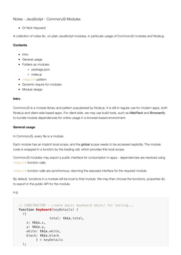 Notes - Javascript - Commonjs Modules