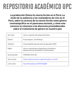 Universidad Peruana De Ciencias Aplicadas Facultad De Comunicaciones Programa Académico De Comunicación Audiovisual Y Medios I