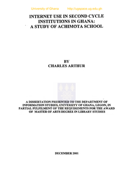 Internet Use in Second Cycle Institutions in Ghana: a Study of Achimota School