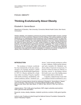 Genne-Bacon Thinking Evolutionarily About Obesity