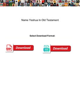 Name Yeshua in Old Testament