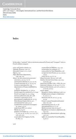 Cambridge University Press 978-1-107-17954-7 — Sovereignty, International Law, and the French Revolution Edward James Kolla Index More Information