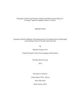 Perceptions of Native and Nonnative Speakers and Observational Analysis of “Divergent” Japanese Language Teachers in Context