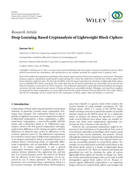 Deep Learning-Based Cryptanalysis of Lightweight Block Ciphers