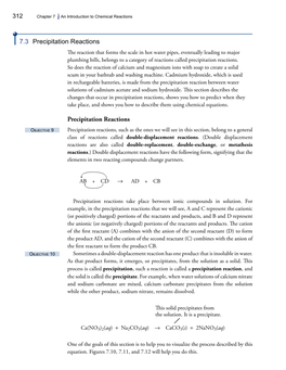 Precipitation Reactions 7.3 Precipitation Reactions