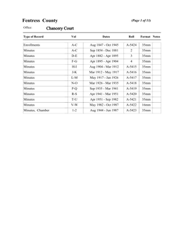 Fentress County (Page 1 of 13) Office: Chancery Court