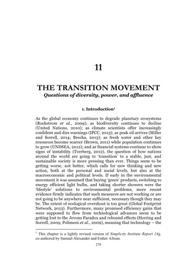 Transition Towns Movement, Which Is One of the More Promising Social Movements to Emerge During the Last Decade in Response to the Overlapping Problems Outlined Above
