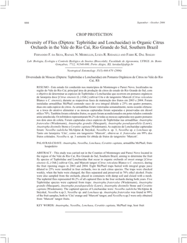 Diversity of Flies (Diptera: Tephritidae and Lonchaeidae) in Organic Citrus Orchards in the Vale Do Rio Caí, Rio Grande Do Sul, Southern Brazil