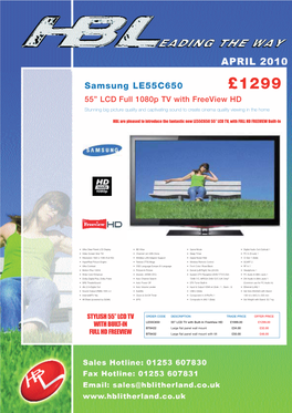 Samsung LE55C650 £1299 55” LCD Full 1080P TV with Freeview HD Stunning Big Picture Quality and Captivating Sound to Create Cinema Quality Viewing in the Home