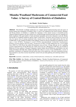 Miombo Woodland Mushrooms of Commercial Food Value: a Survey of Central Districts of Zimbabwe