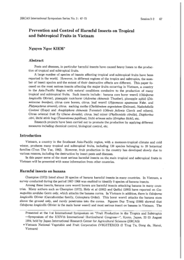 Prevention and Control of Harmful Insects on Tropical and Subtropical Fruits in Vietnam