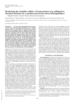 Circumvention of a Millipede's Chemical Defense by A