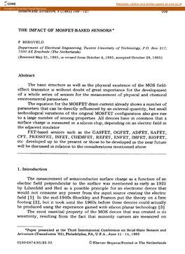 THE IMPACT QF MOSFET-BASED SENSORS * Abstract The