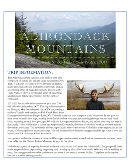 ADIRONDACK MOUNTAINS Carolina Friends School End-Of-Year Program 2013