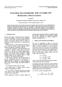 Matched Transformers for Synchro and Resolver Applications