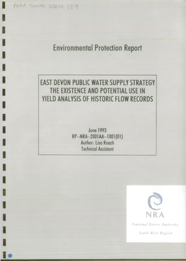 East Devon Public Water Supply Strategy the Existence and Potential Use in Yield Analysis of Historic Flow Records