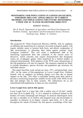 Monitoring Fish Populations in Lower Lough Erne 65
