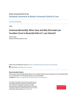 When, How, and Why Did Israeli Law Faculties Come to Resemble Elite US Law Schools?
