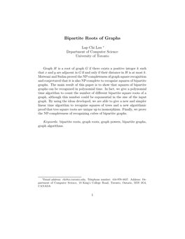 Bipartite Roots of Graphs