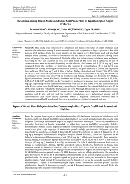 Relations Among Boron Status and Some Soil Properties of Isparta