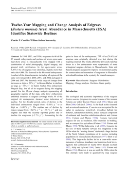 Zostera Marina) Areal Abundance in Massachusetts (USA) Identifies Statewide Declines