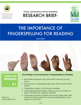 Research Brief: the Importance of Fingerspelling for Reading