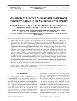 Associations Between Mesodinium Rubrum and Cryptophyte Algae in the Columbia River Estuary