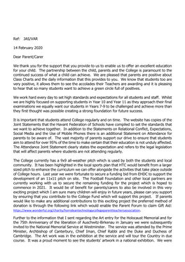 Headteacher's Letter to Parents/Carers