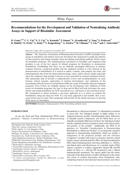 White Paper Recommendations for the Development and Validation Of