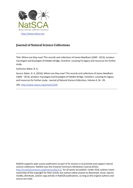 Journal of Natural Science Collections