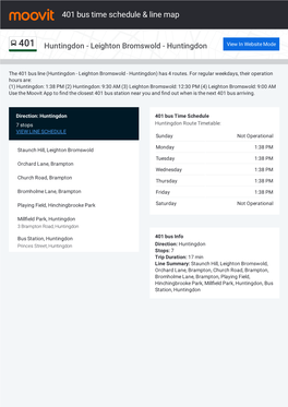 401 Bus Time Schedule & Line Route